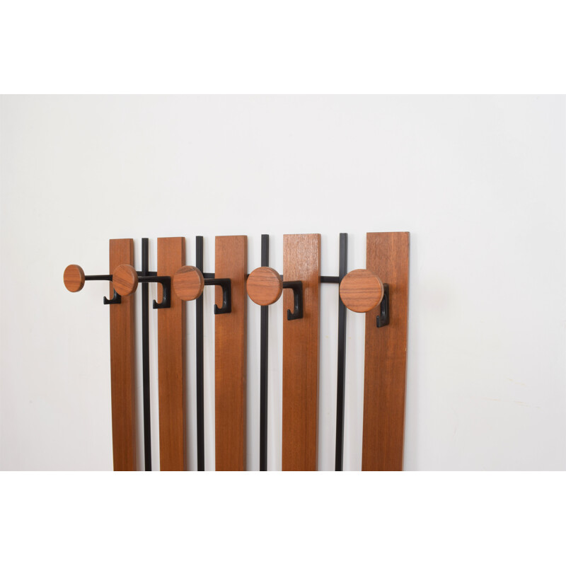 Vintage teak and metal coat rack, Denmark 1960