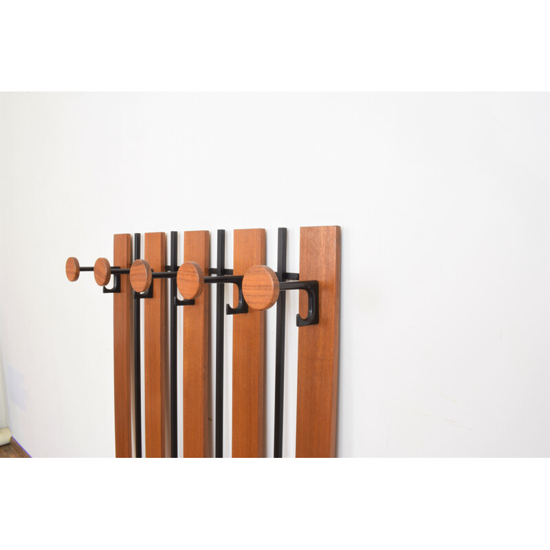 Vintage teak and metal coat rack, Denmark 1960