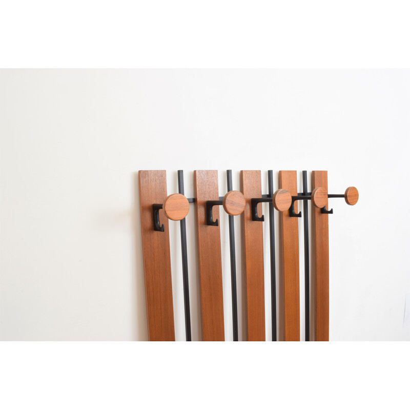 Vintage teak and metal coat rack, Denmark 1960