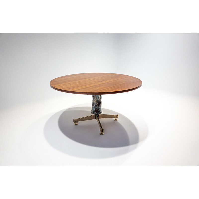 Mid-century wood and ceramic extendable dining table by Melchiorre Bega and Pietro Melandri, Italy 1950s