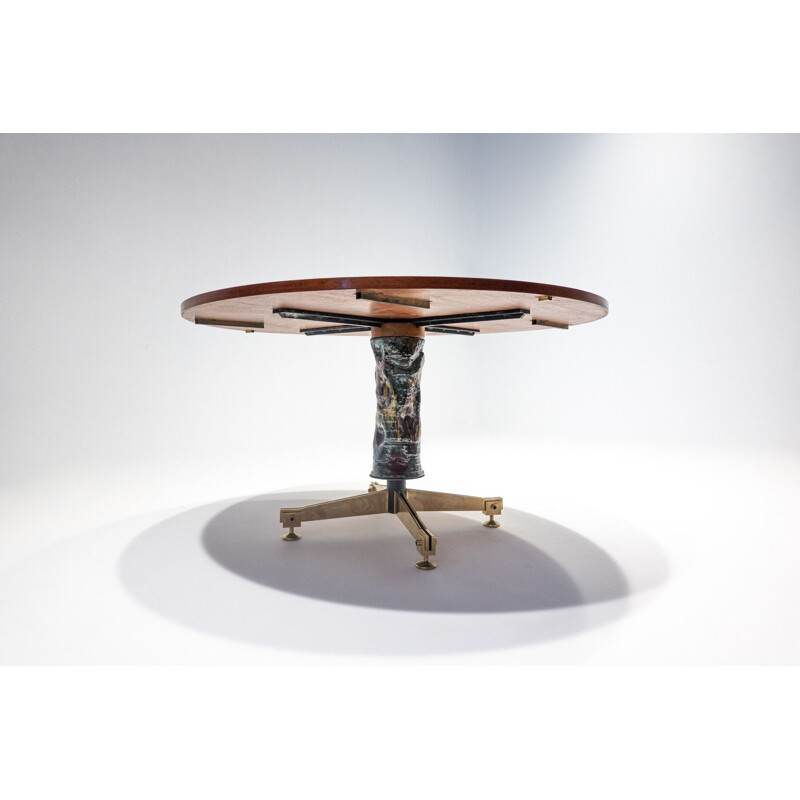 Mid-century wood and ceramic extendable dining table by Melchiorre Bega and Pietro Melandri, Italy 1950s