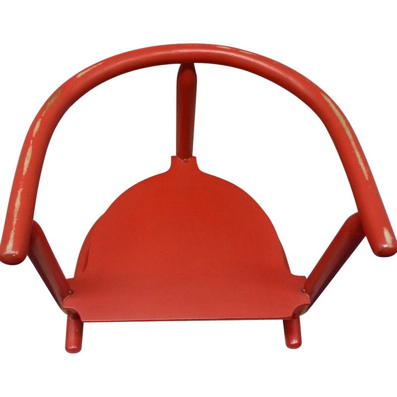 Red Ikea "Anna" children's chair in beech wood, Karin MOBRING - 1960s