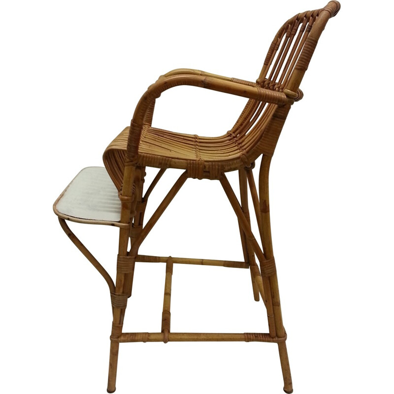 Mid-century Dutch rattan children's highchair - 1950s