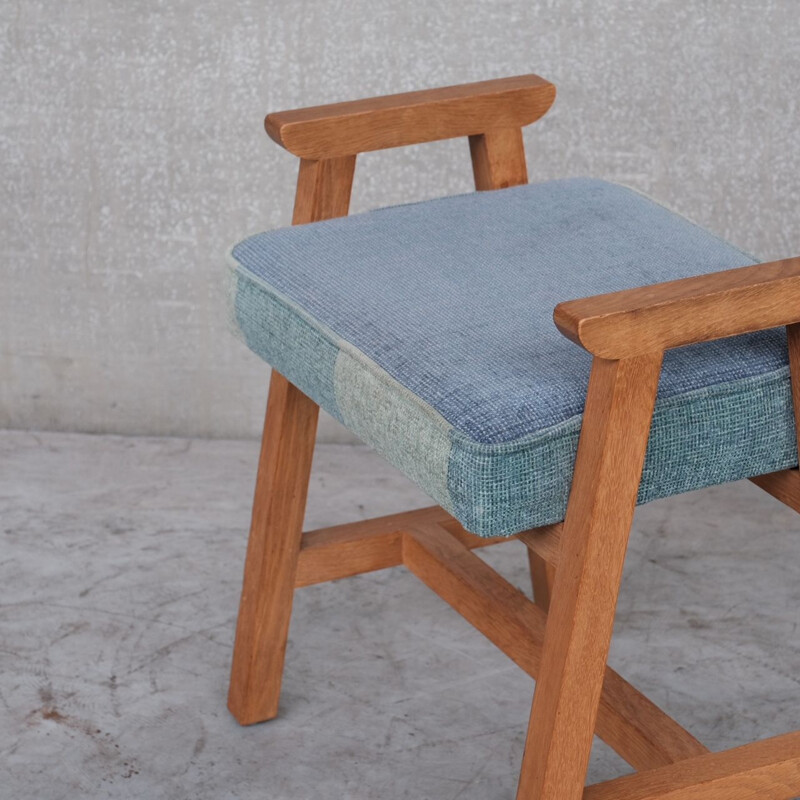 Pair of oakwood mid-century stools by Guillerme et Chambron, France 1960s