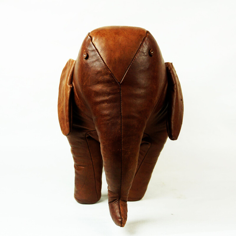 Banco de Elefante em couro castanho por Dimitri Omersa para Abercrombie