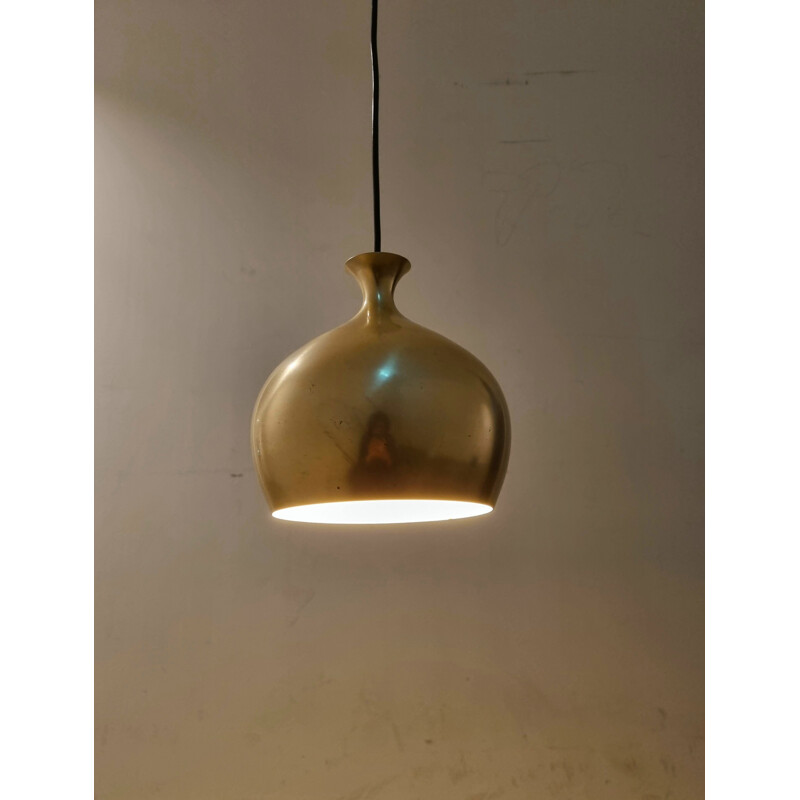 Pair of vintage brass Onion pendant lamps by Helge Zimdal for Falkenbergs Belysning, 1960s
