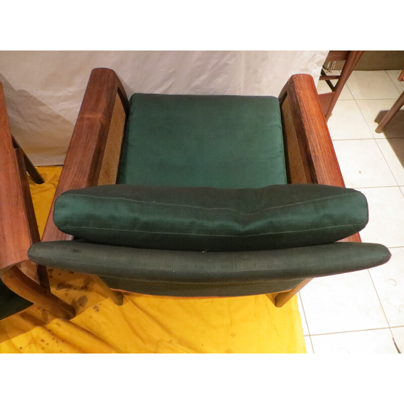 Scandinavian pair of armchairs in rosewood, Hans OLSEN - 1960s