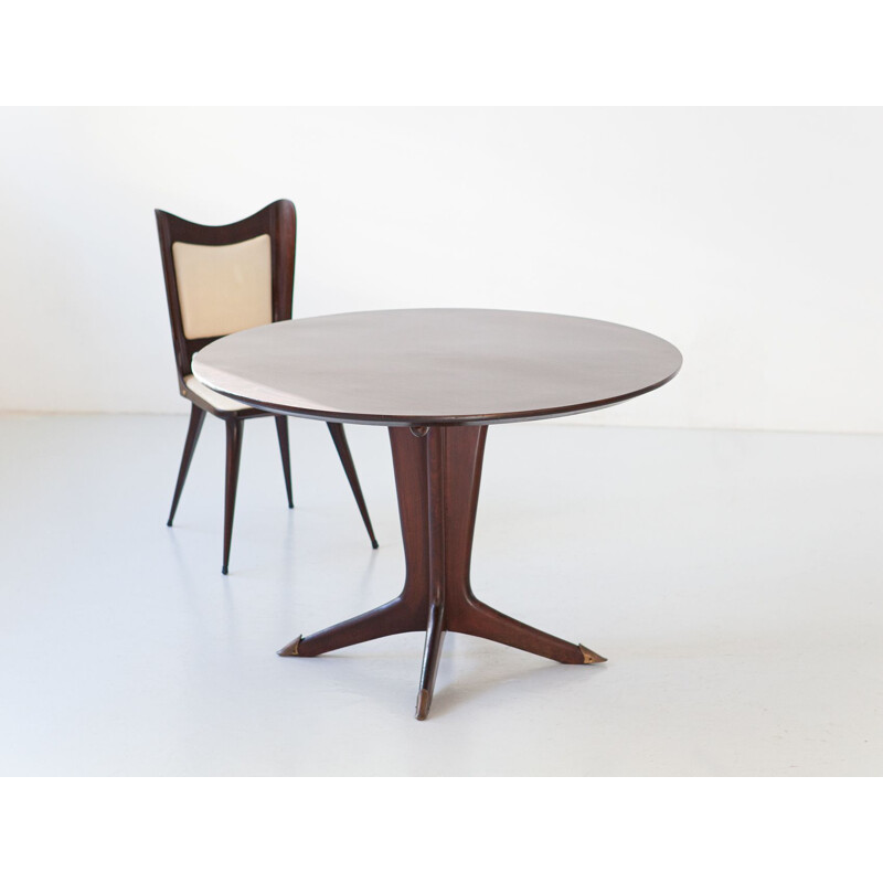 Italian vintage round wooden dining set by Vittorio Dassi, 1950s