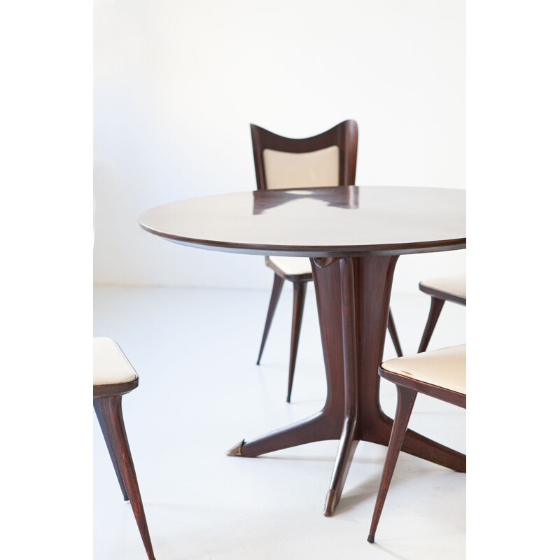 Italian vintage round wooden dining set by Vittorio Dassi, 1950s