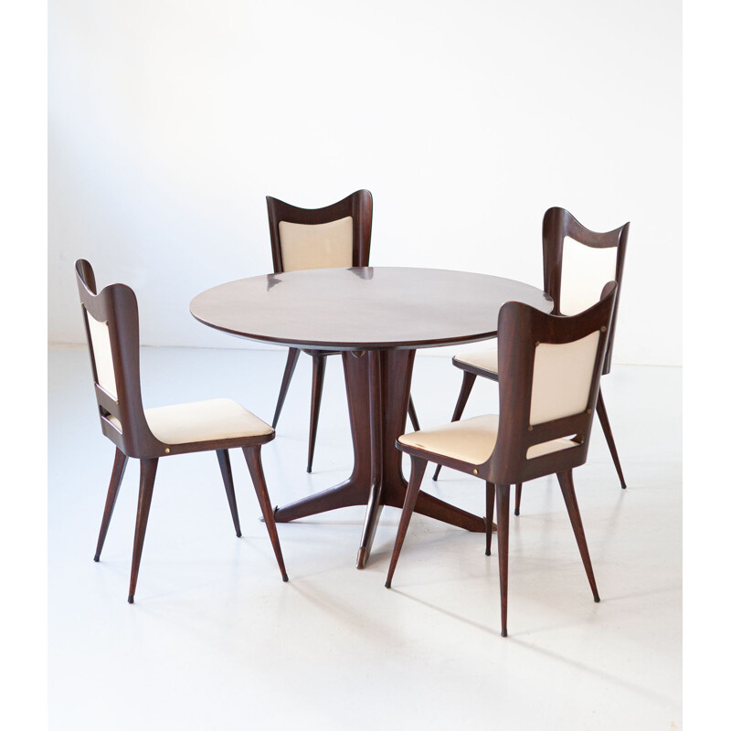 Italian vintage round wooden dining set by Vittorio Dassi, 1950s