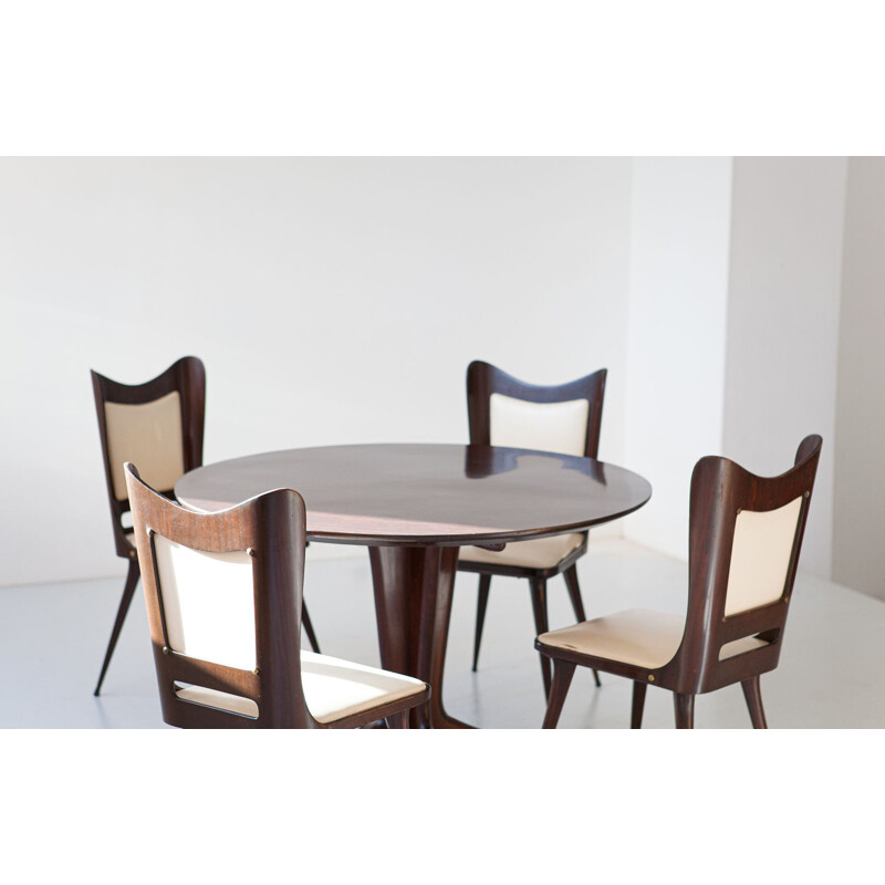 Italian vintage round wooden dining set by Vittorio Dassi, 1950s