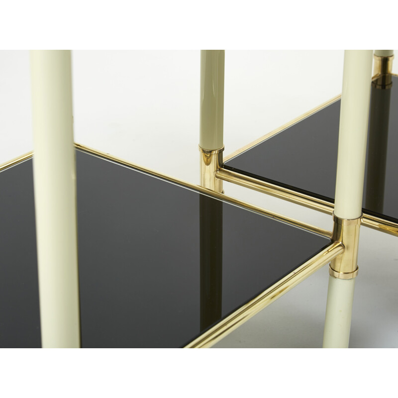 Pair of vintage brass and glass bedside tables by Tommaso Barbi, 1970