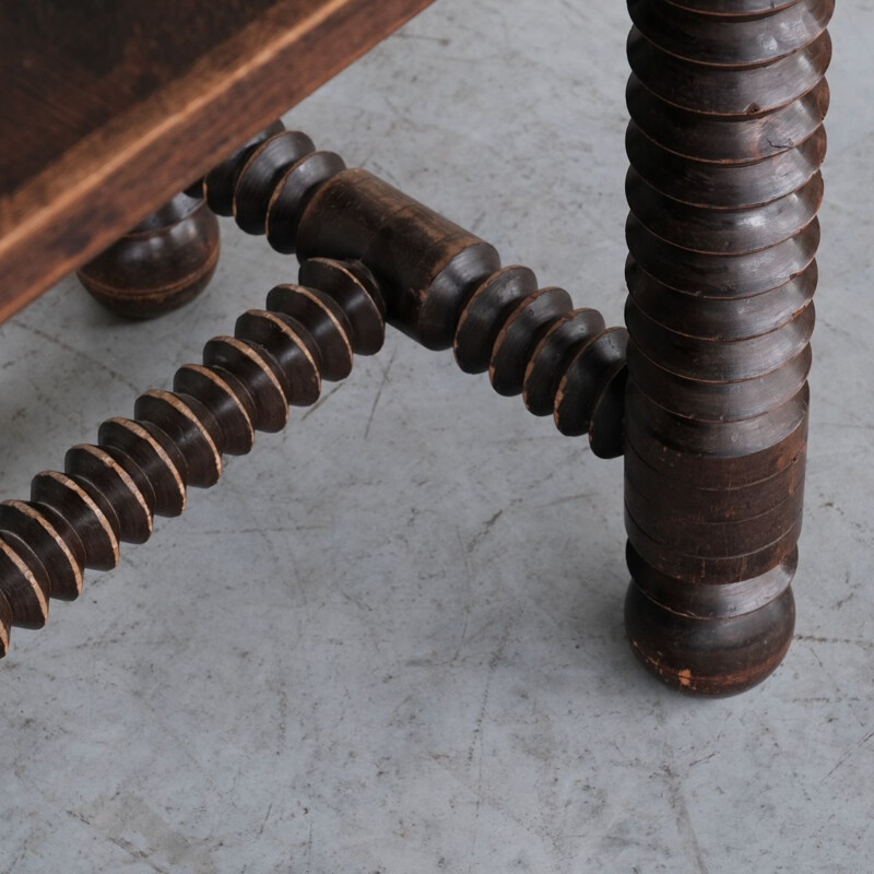 French oakwood mid-century side table by Charles Dudouyt, 1940-1950s