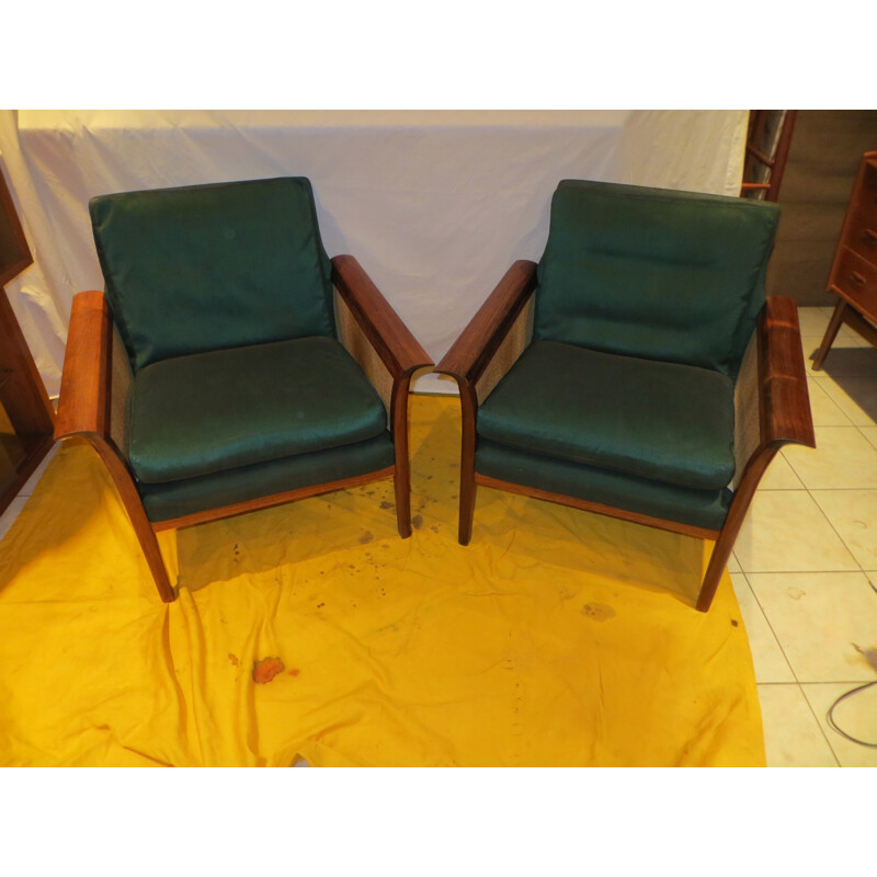 Scandinavian pair of armchairs in rosewood, Hans OLSEN - 1960s