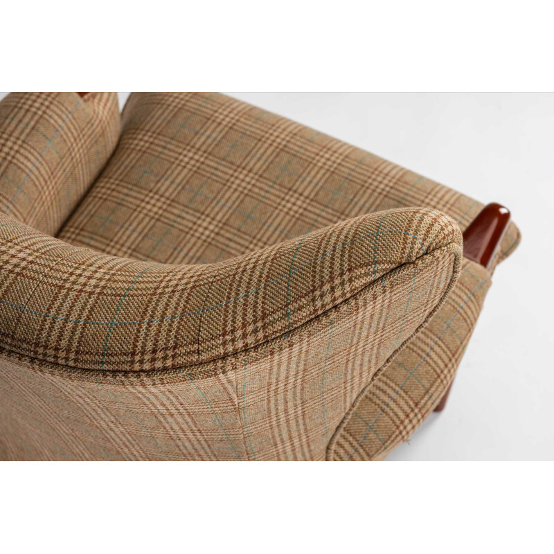 Tweed vintage wingback armchair, 1960s