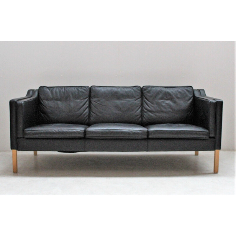 Scandinavian vintage sofa in black leather