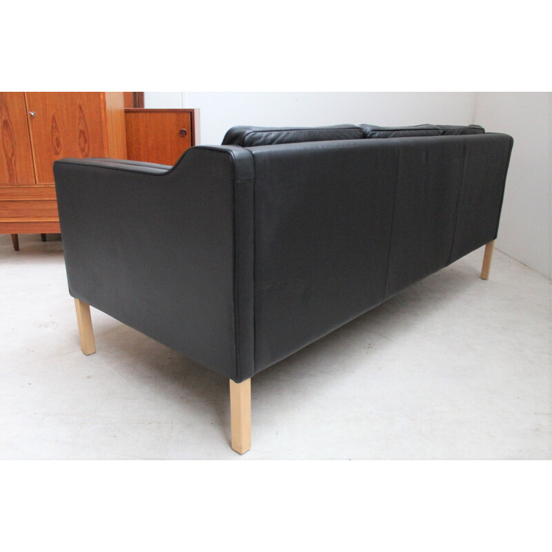 Canapé vintage scandinave en cuir noir