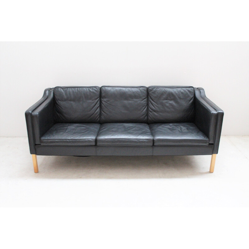 Scandinavian vintage sofa in black leather