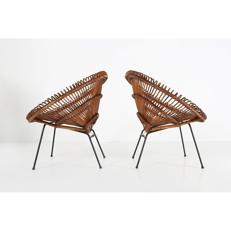 Pair of vintage rattan armchairs by Janine Abraham and Dirk jan Rol