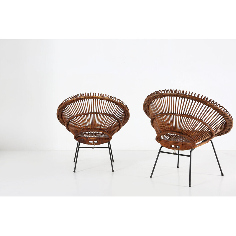 Pair of vintage rattan armchairs by Janine Abraham and Dirk jan Rol