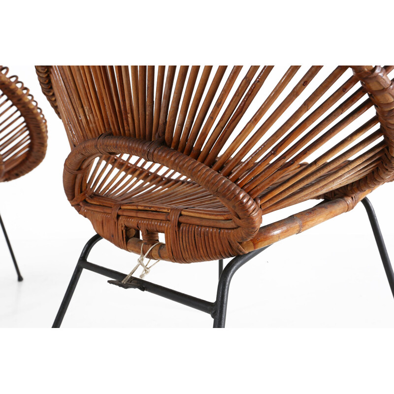 Pair of vintage rattan armchairs by Janine Abraham and Dirk jan Rol