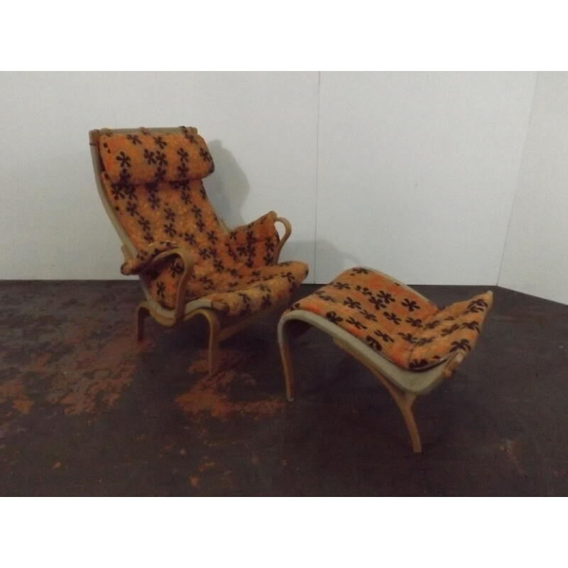 Vintage Sessel und Fußstütze Pernilla von Bruno Mathsson für Dux