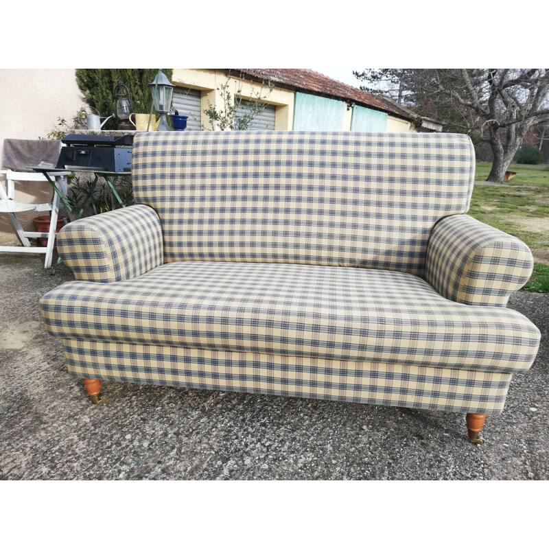 Vintage beige and blue sofa, 1970