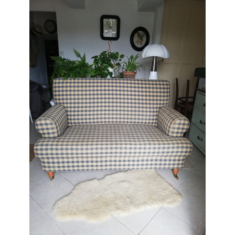 Vintage beige and blue sofa, 1970