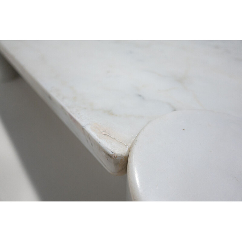 Table basse Jumbo vintage en marbre blanc de Carrare par Gae Aulenti pour Knoll Inc, 1960