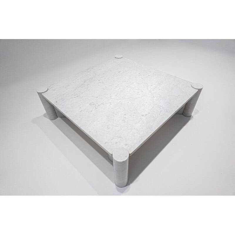 Table basse Jumbo vintage en marbre blanc de Carrare par Gae Aulenti pour Knoll Inc, 1960