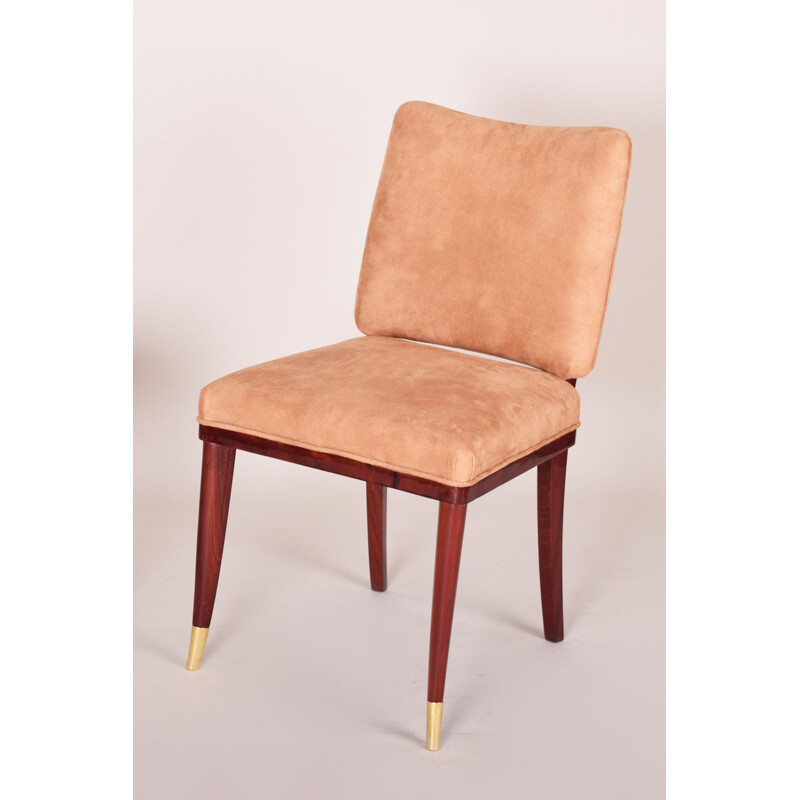 Vintage Art Deco Stuhl aus Mahagoni von Jules Leleu, Frankreich 1930