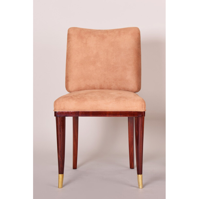 Art Deco vintage mahogany chair by Jules Leleu, France 1930s