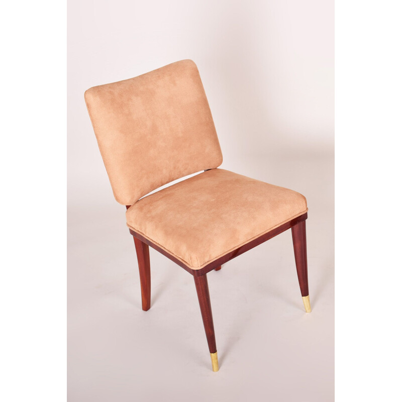 Vintage Art Deco Stuhl aus Mahagoni von Jules Leleu, Frankreich 1930