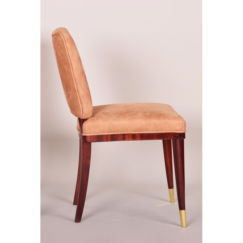 Art Deco vintage mahogany chair by Jules Leleu, France 1930s