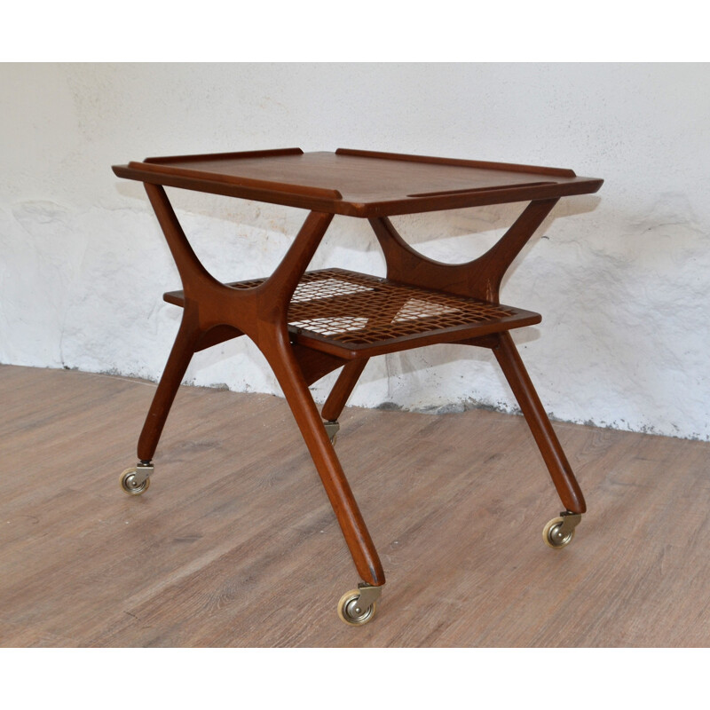 Chariot scandinave vintage en bois de teck - 1960