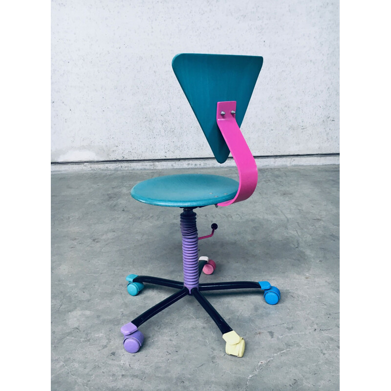 Vintage colorful office armchair, 1980s