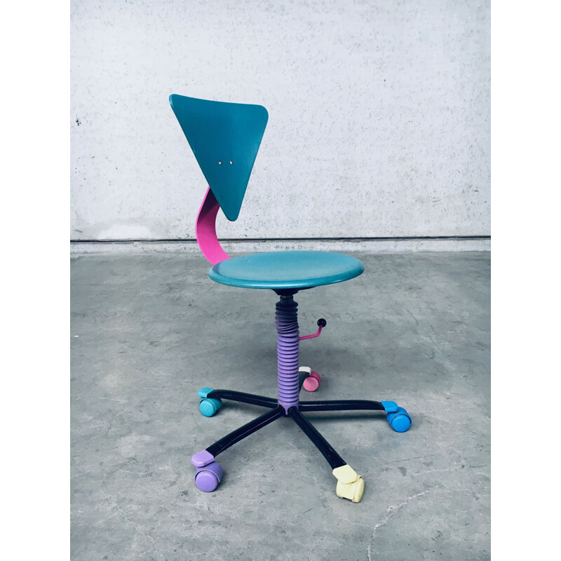Vintage colorful office armchair, 1980s