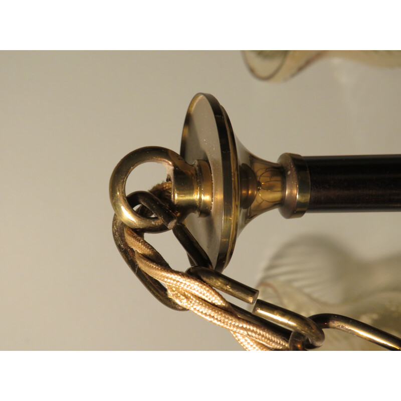Araña vintage de cobre y metal esmaltado de 6 brazos, Italia