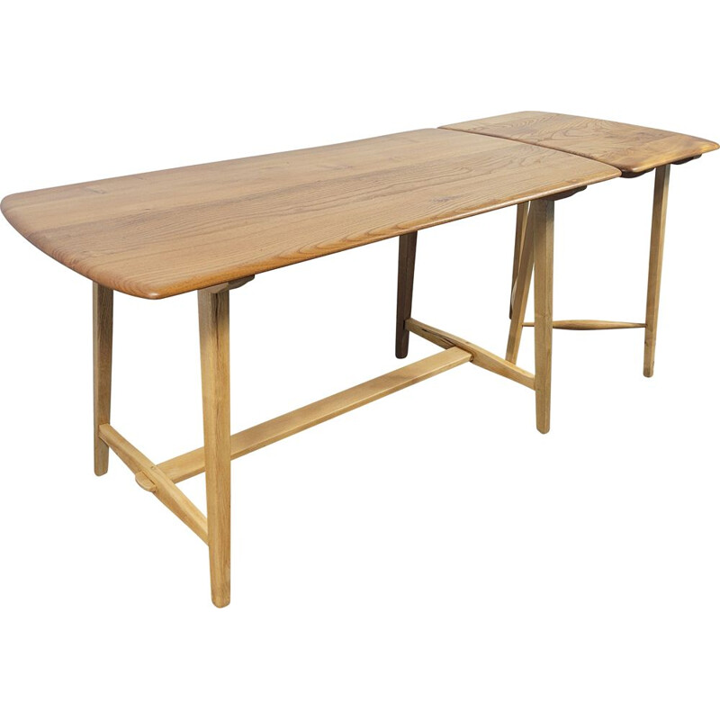 Vintage table with extension table in elm and beech by Ercol, 1950-1960