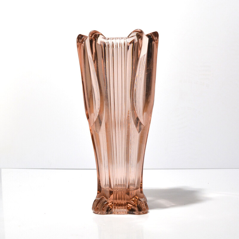 Vintage glass vase by Irena Pastrankov for Moser, Czechoslovakia 1930