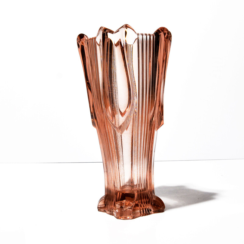 Vintage glass vase by Irena Pastrankov for Moser, Czechoslovakia 1930