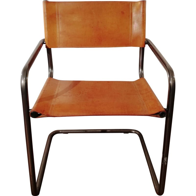 B34 vintage lederen fauteuil van Marcel Breuer