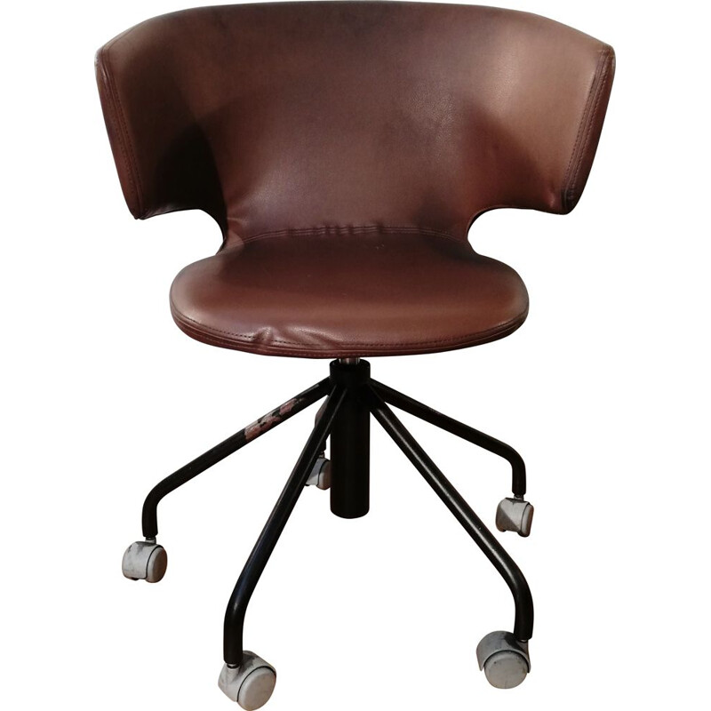 Fauteuil de bureau vintage Jenny Griag en cuir