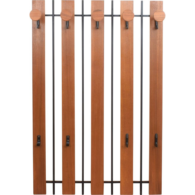 Vintage teak and metal coat rack, Denmark 1960