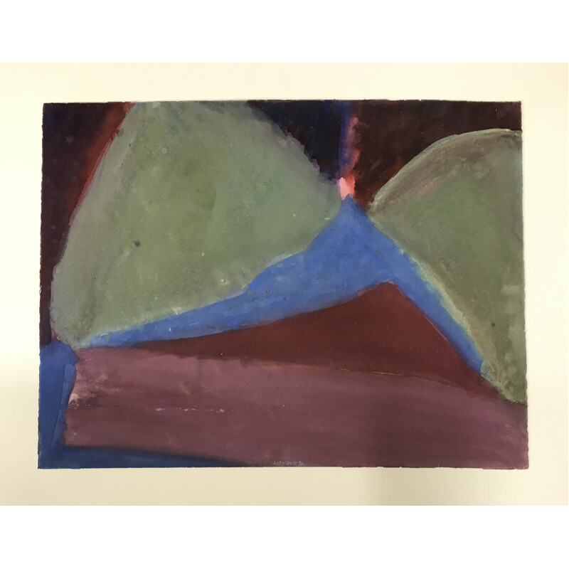 Vintage abstract composition entitled "View of the Land of Nephews" by Michel Haas, 1976