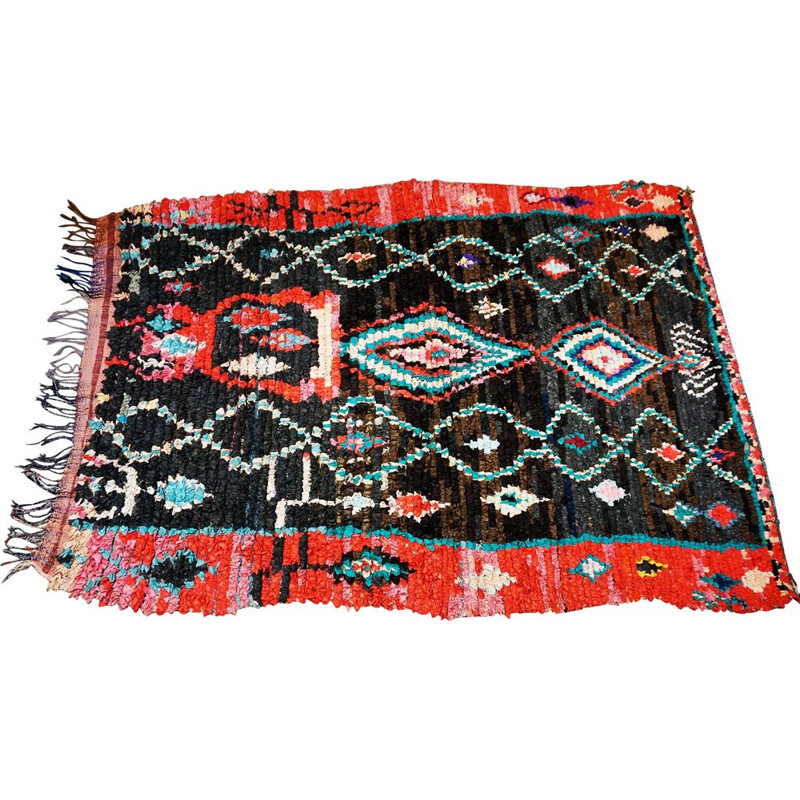 Handgeknüpfter Vintage-Berber-Teppich Boucherouite multicolor