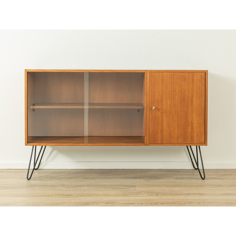 Vintage sideboard in teak veneer with two sliding glass doors by DeWe, Germany 1960s