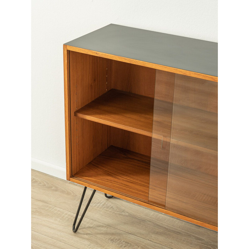 Vintage sideboard in teak veneer with two sliding glass doors by DeWe, Germany 1960s