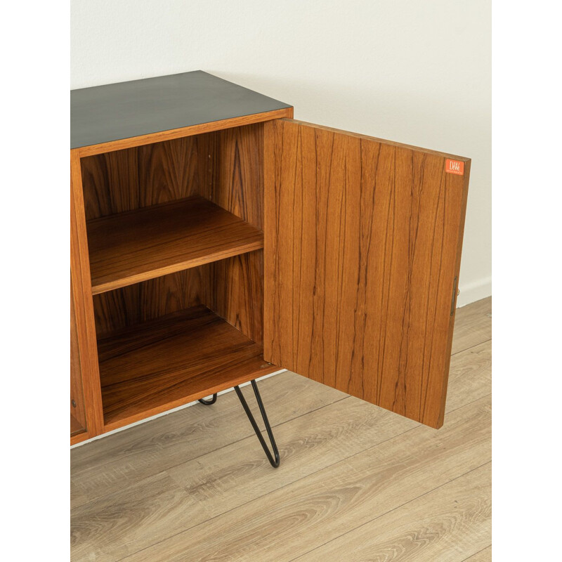 Vintage sideboard in teak veneer with two sliding glass doors by DeWe, Germany 1960s