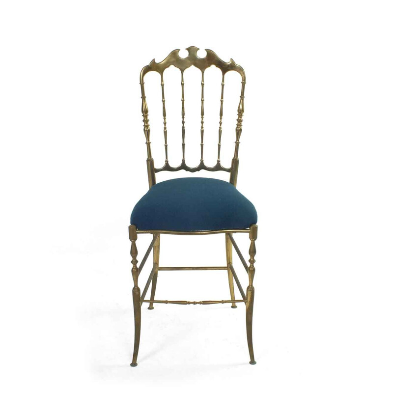 Chaise vintage Chiavari avec velours bleu nuit